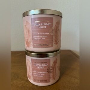 X2 Bath & Body Works COZY SUNDAY NIGHT 3 wick candles NEW